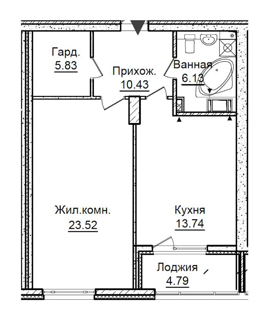 Однокомнатная квартира в ПСК: площадь 62.05 м2 , этаж: 7 – купить в Санкт-Петербурге
